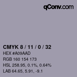 カラーコード: CMYK 8 / 11 / 0 / 32 | qconv.com