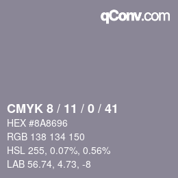 Color code: CMYK 8 / 11 / 0 / 41 | qconv.com