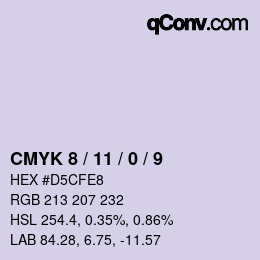 カラーコード: CMYK 8 / 11 / 0 / 9 | qconv.com