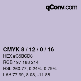 カラーコード: CMYK 8 / 12 / 0 / 16 | qconv.com