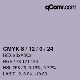 カラーコード: CMYK 8 / 12 / 0 / 24 | qconv.com