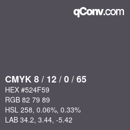 カラーコード: CMYK 8 / 12 / 0 / 65 | qconv.com