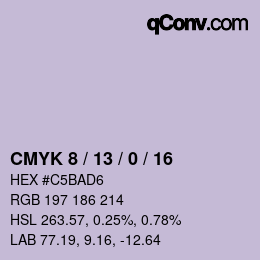颜色代码: CMYK 8 / 13 / 0 / 16 | qconv.com