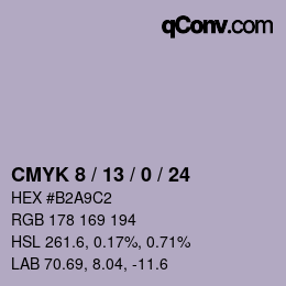 カラーコード: CMYK 8 / 13 / 0 / 24 | qconv.com