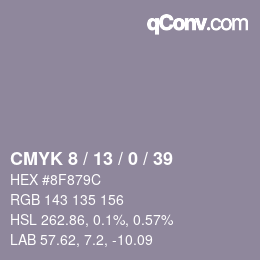 Color code: CMYK 8 / 13 / 0 / 39 | qconv.com