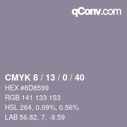 Color code: CMYK 8 / 13 / 0 / 40 | qconv.com
