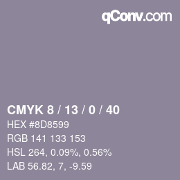 Color code: CMYK 8 / 13 / 0 / 40 | qconv.com