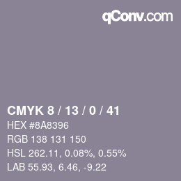 颜色代码: CMYK 8 / 13 / 0 / 41 | qconv.com