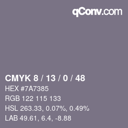 Color code: CMYK 8 / 13 / 0 / 48 | qconv.com