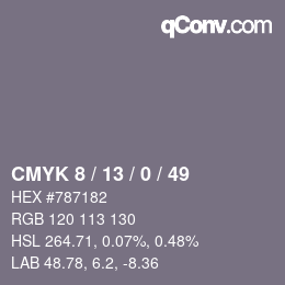 Farbcode: CMYK 8 / 13 / 0 / 49 | qconv.com
