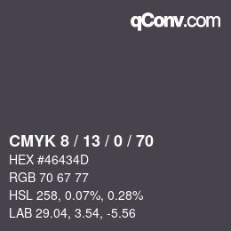 Color code: CMYK 8 / 13 / 0 / 70 | qconv.com