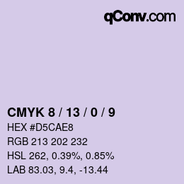 颜色代码: CMYK 8 / 13 / 0 / 9 | qconv.com