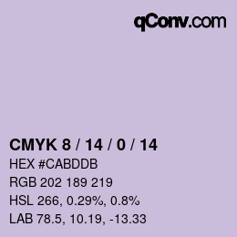 カラーコード: CMYK 8 / 14 / 0 / 14 | qconv.com