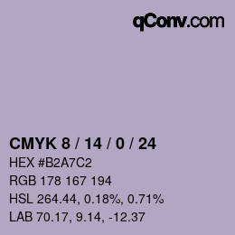 カラーコード: CMYK 8 / 14 / 0 / 24 | qconv.com