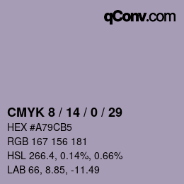 カラーコード: CMYK 8 / 14 / 0 / 29 | qconv.com