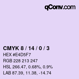 颜色代码: CMYK 8 / 14 / 0 / 3 | qconv.com