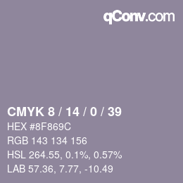 Color code: CMYK 8 / 14 / 0 / 39 | qconv.com