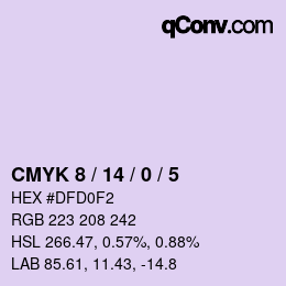 カラーコード: CMYK 8 / 14 / 0 / 5 | qconv.com