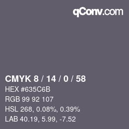 カラーコード: CMYK 8 / 14 / 0 / 58 | qconv.com