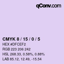 カラーコード: CMYK 8 / 15 / 0 / 5 | qconv.com