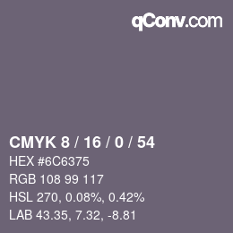カラーコード: CMYK 8 / 16 / 0 / 54 | qconv.com