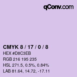 颜色代码: CMYK 8 / 17 / 0 / 8 | qconv.com