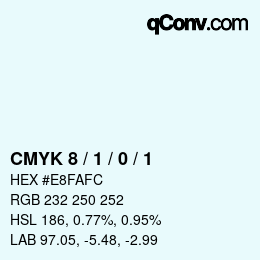 カラーコード: CMYK 8 / 1 / 0 / 1 | qconv.com