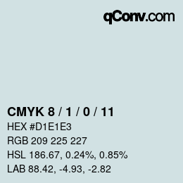 カラーコード: CMYK 8 / 1 / 0 / 11 | qconv.com