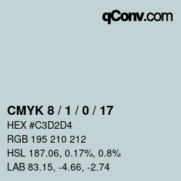 カラーコード: CMYK 8 / 1 / 0 / 17 | qconv.com