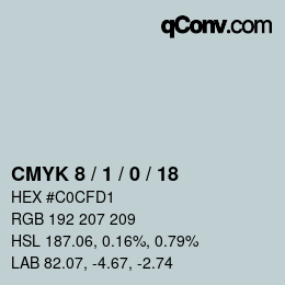 颜色代码: CMYK 8 / 1 / 0 / 18 | qconv.com