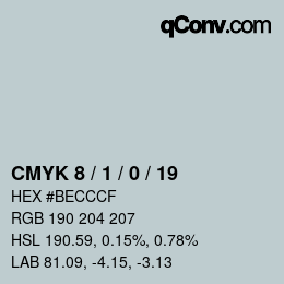カラーコード: CMYK 8 / 1 / 0 / 19 | qconv.com