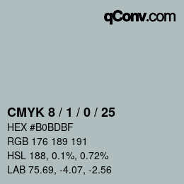 カラーコード: CMYK 8 / 1 / 0 / 25 | qconv.com