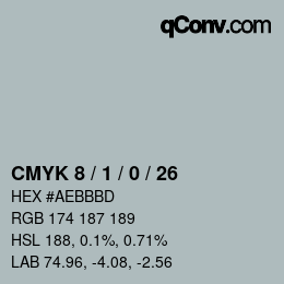 Color code: CMYK 8 / 1 / 0 / 26 | qconv.com