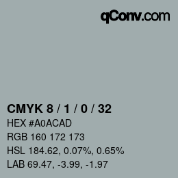 颜色代码: CMYK 8 / 1 / 0 / 32 | qconv.com