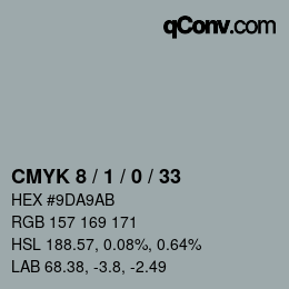 Color code: CMYK 8 / 1 / 0 / 33 | qconv.com