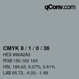颜色代码: CMYK 8 / 1 / 0 / 36 | qconv.com
