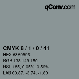 Color code: CMYK 8 / 1 / 0 / 41 | qconv.com