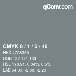 颜色代码: CMYK 8 / 1 / 0 / 48 | qconv.com