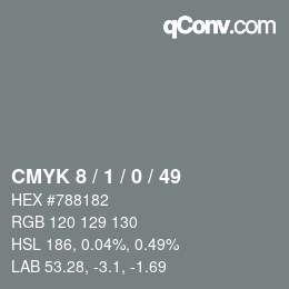 颜色代码: CMYK 8 / 1 / 0 / 49 | qconv.com