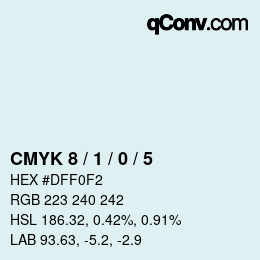 カラーコード: CMYK 8 / 1 / 0 / 5 | qconv.com