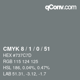 カラーコード: CMYK 8 / 1 / 0 / 51 | qconv.com