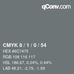 Farbcode: CMYK 8 / 1 / 0 / 54 | qconv.com