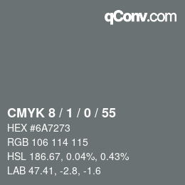 颜色代码: CMYK 8 / 1 / 0 / 55 | qconv.com
