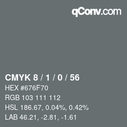 カラーコード: CMYK 8 / 1 / 0 / 56 | qconv.com