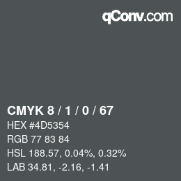 颜色代码: CMYK 8 / 1 / 0 / 67 | qconv.com