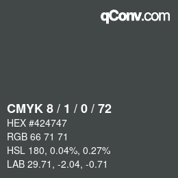 カラーコード: CMYK 8 / 1 / 0 / 72 | qconv.com