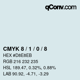 Code couleur: CMYK 8 / 1 / 0 / 8 | qconv.com