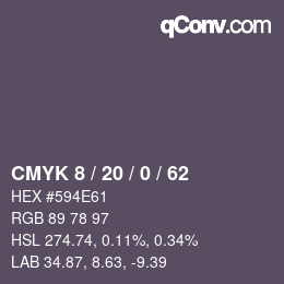 Farbcode: CMYK 8 / 20 / 0 / 62 | qconv.com