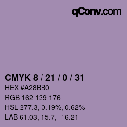 颜色代码: CMYK 8 / 21 / 0 / 31 | qconv.com