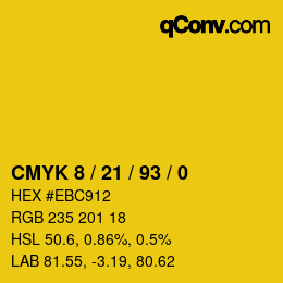 カラーコード: CMYK 8 / 21 / 93 / 0 | qconv.com